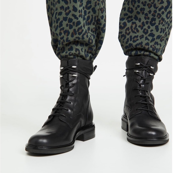 Rag & Bone Slayton Lace Up Black Leather Combat Boots - Picture 3 of 12